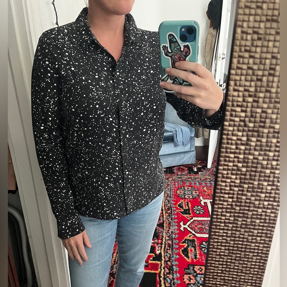 Kate Spade Black Long Sleeve Button Down Shirt